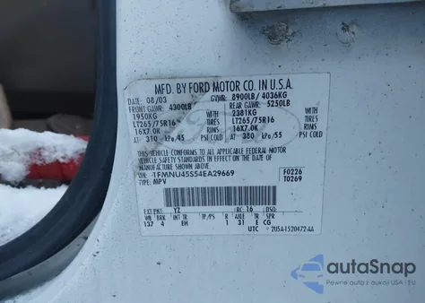 2004 Ford Excursion Eddie Bauer z USA, uszkodzony, nr VIN 1FMNU45S54EA29669